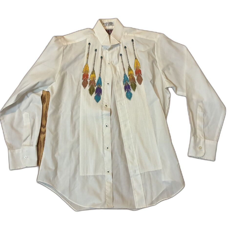 Vintage Southwestern Cowboy Shirt Beaded Western Blouse, Cowboycore Rodeo Chic